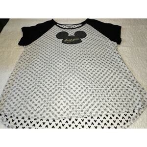 Disney Parks Womens Mickey Mouse Soft Black/White Top Shirt Loose Fit Size XXL